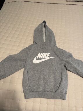Nike Gray Kids Pullover Hoodie with White Logo